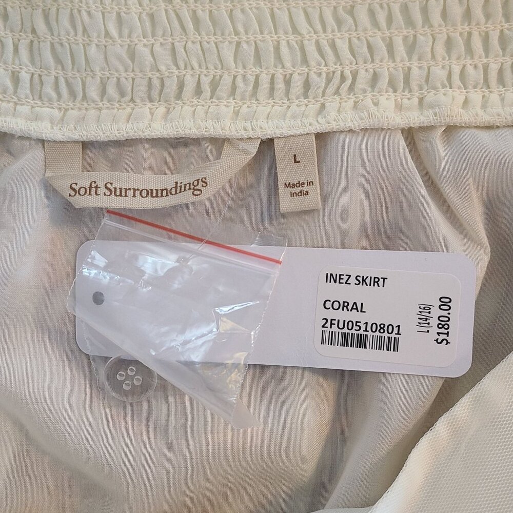 Soft Surroundings Inez Metallic Embroidered Maxi Skirt Coral NEW Boho Chic Large - Picture 5 of 9